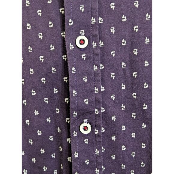 Buttercloth Button Up Shirt Mens XL Cotton Long Sleeve Plum Geometric Print - Picture 3 of 6